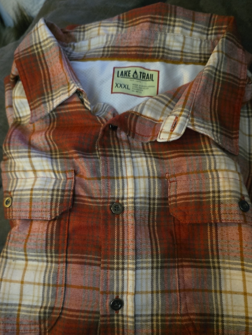 Lake & Trail Men's Orange Plaid Button-Down Shirt
